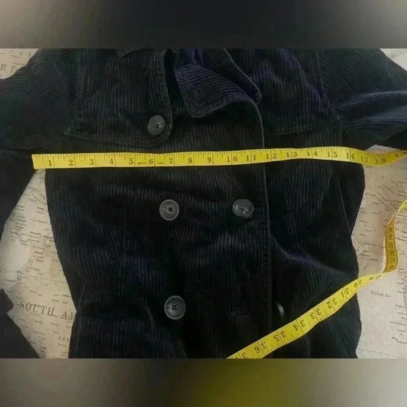 GAP VTG Y2K Navy Blue Corduroy Trench Coat Size Small - Picture 6 of 6